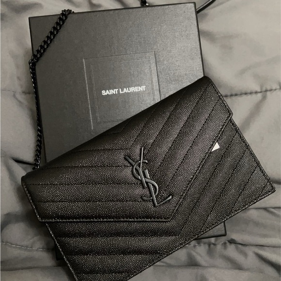 Saint Laurent Handbags - Saint Laurent Black Textured Clutch